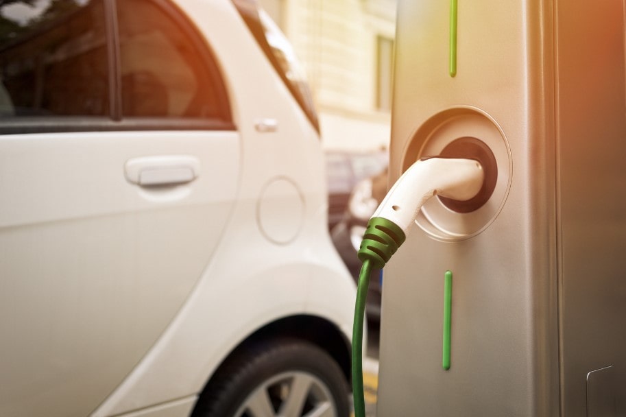 An electric car being refuelled, in line with the coming changes to legislation regarding petrol and diesel cars